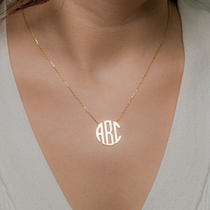 Round Monogram Necklace: Personalized Initial Pendant
