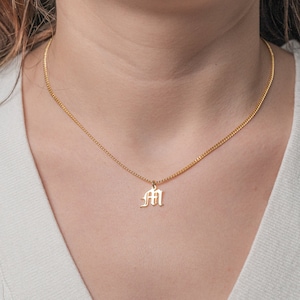 Sterling Silver Old English Initial Necklace: Gothic Letter Jewelry