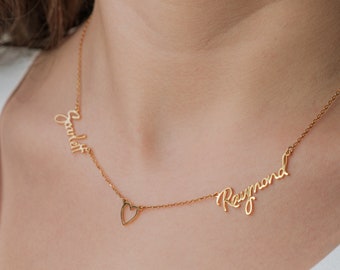 Dainty Two Name Necklace: Personalized Sterling Silver Jewelry