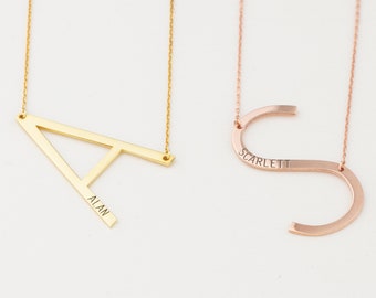 Large Letter Necklace, large initial letter necklace, Big Initial Necklace, Gold Letter Necklace