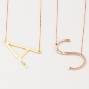 Large Letter Necklace, large initial letter necklace, Big Initial Necklace, Gold Letter Necklace