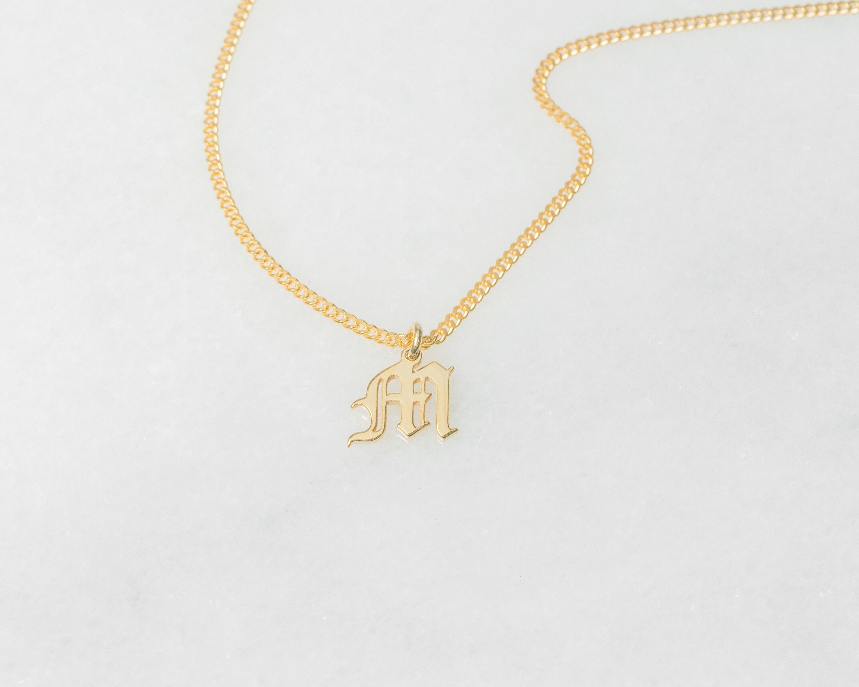 Old English Initial Necklace Old English Jewelry Old English Etsy