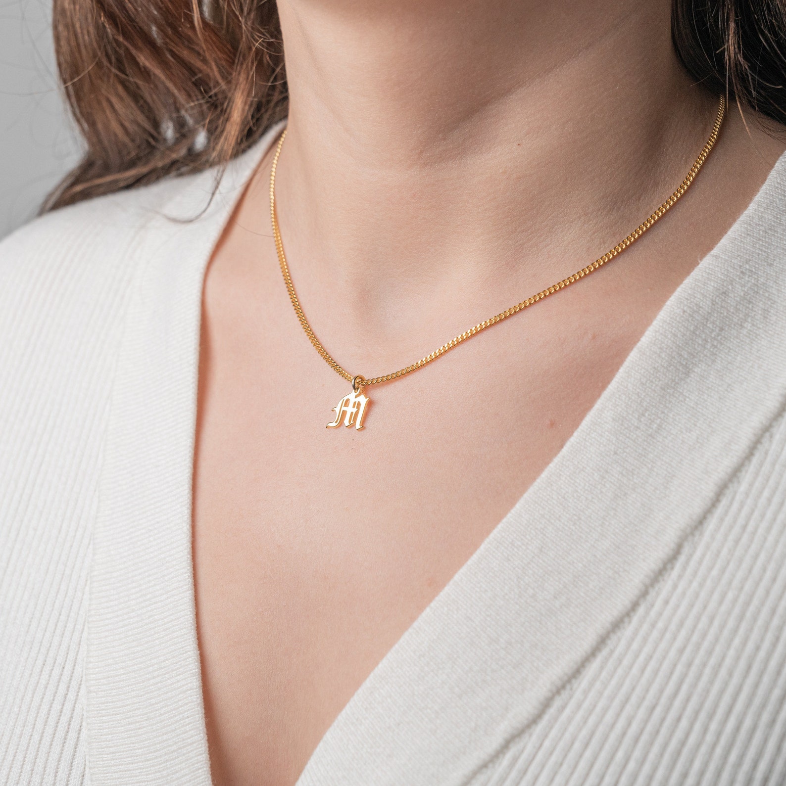 Old English Initial Necklace Old English Jewelry Old English Etsy