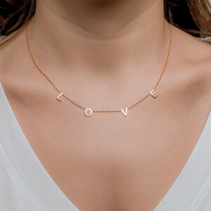 14K initial Necklace Gold Necklace 14K Solid Gold Initial Necklace image 3