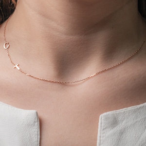 Sideways Initial Necklace, Personalized Necklace, Initial Necklace, Letter Necklace, initial jewelry, Dainty Necklace