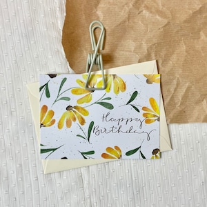 Aquarelkaart met bloemmotief / ansichtkaart aquarelmotief / verjaardagskaart liggend formaat