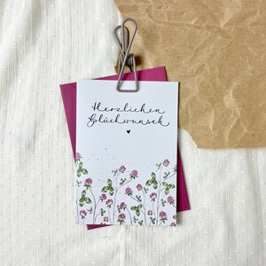 Geburtstagskarte Klee / Blumenkarte DIN B6 / Klappkarte mit Blumenmotiv