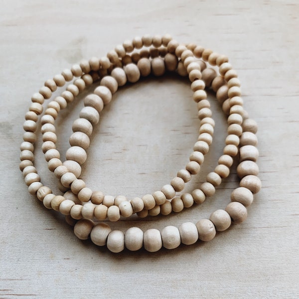 Wood Bead Bracelets, Wooden Beads, Stackers, stretchy, Gift for Her, Festival Bracelets