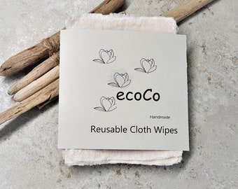 Handmade White Cloth Reusable Napkins / Set of 12 Soft Linen Reusable Cloth Wipes