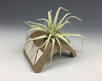 Handmade Ceramic Air Plant Holder with Sgraffito Carving by Panthertown Studios