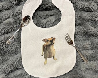 Custom photo Bib, Any Image, Any Text, Baby Shower Gift, New Baby Gift, Cute Baby Bib, Pet Picture, Dog and Human mom