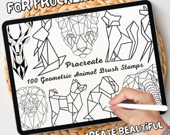100 Geometric Animal Brush Stamps | Procreate Geometric Animal Brush Stamps | Geometric Animal Procreate Stamps | Procreate Stamps