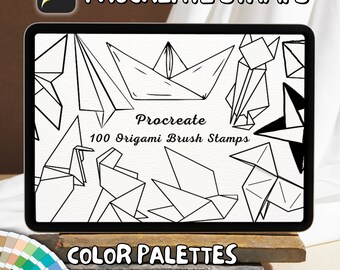 100 Origami Brush Stamps | Procreate Origami Brush Stamps | Origami Procreate Stamps | Procreate Origami Stamps | Procreate Origami