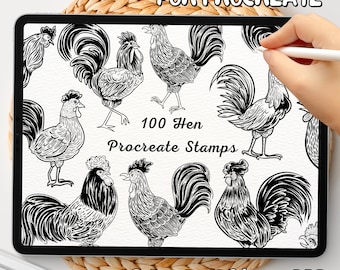 100 Hen Brush Stamps | Procreate Hen Brush Stamps | Hen Procreate Stamps | Procreate Hen Stamps | Procreate Hen | Procreate Stamps