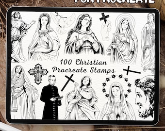 100 Christian Brush Stamps | Procreate Christian Brush Stamps | Christian Procreate Stamps | Procreate Christian Stamps | Procreate Stamps