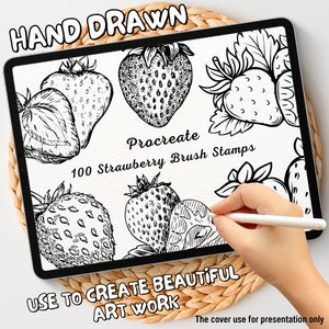 100 Strawberry Brush Stamps | Procreate Strawberry Brush Stamps | Strawberry Procreate Stamps | Procreate Strawberry Stamps