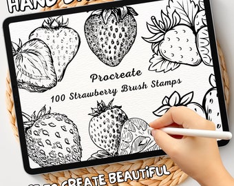 100 Strawberry Brush Stamps | Procreate Strawberry Brush Stamps | Strawberry Procreate Stamps | Procreate Strawberry Stamps