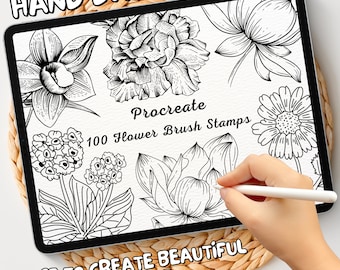 100 Flower Brush Stamps | Procreate Flower Brush Stamps | Flower Procreate Stamps | Procreate Flower Stamps | Procreate Flower