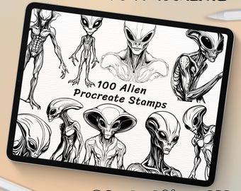100 Alien Brush Stamps | Procreate Alien Brush Stamps | Alien Procreate Stamps | Procreate Alien Stamps | Procreate Alien | Procreate
