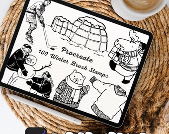100 Winter Brush Stamps | Procreate Winter Brush Stamps | Winter Procreate Stamps | Procreate Winter Stamps | Procreate Winter