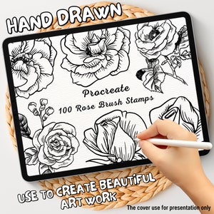 100 Rose Brush Stamps | Procreate Rose Brush Stamps | Rose Procreate Stamps | Procreate Rose Stamps | Procreate Rose | Procreate Stamps