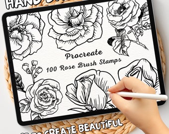 100 Rose Brush Stamps | Procreate Rose Brush Stamps | Rose Procreate Stamps | Procreate Rose Stamps | Procreate Rose | Procreate Stamps
