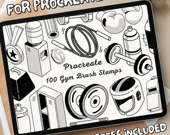 100 Gym Brush Stamps | Procreate Gym Brush Stamps | Gym Procreate Stamps | Procreate Gym Stamps | Procreate Gym | Procreate Stamps