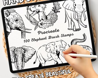 100 Elephant Brush Stamps | Procreate Elephant Brush Stamps | Elephant Procreate Stamps | Procreate Elephant Stamps | Procreate Elephant