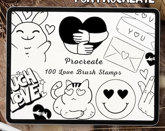 100 Love Brush Stamps | Procreate Love Brush Stamps | Love Procreate Stamps | Procreate Love Stamps | Procreate Love | Procreate Stamps
