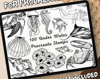 100 Under Water Brush Stamps | Procreate Under Water Brush Stamps | Under Water Procreate Stamps | Procreate Under Water Stamps | Procreate