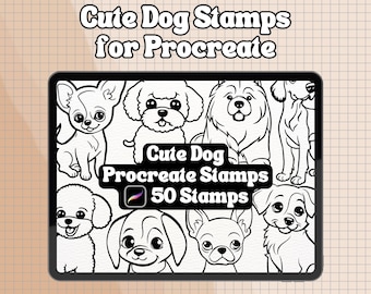 50 Cute Dog Procreate stamps | Cute Dog Brush Stamps | Cute Dog Stamps | Cute Dog Procreate Stamps | Simple and Thick Line | Cute Designs