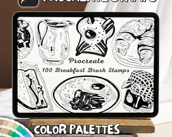 100 Breakfast Brush Stamps | Procreate Breakfast Brush Stamps | Breakfast Procreate Stamps | Procreate Breakfast Stamps | Procreate Stamps