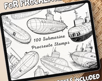 100 Submarine Brush Stamps | Procreate Submarine Brush Stamps | Submarine Procreate Stamps | Procreate Submarines Stamps | Procreate