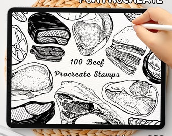 100 Beef Brush Stamps | Procreate Beef Brush Stamps | Beef Procreate Stamps | Procreate Beef Stamps | Procreate Beef | Procreate Stamps