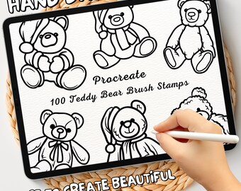 100 Teddy Bear Brush Stamps | Procreate Teddy Bear Brush Stamps | Teddy Bear Procreate Stamps | Procreate Teddy Bear Stamps