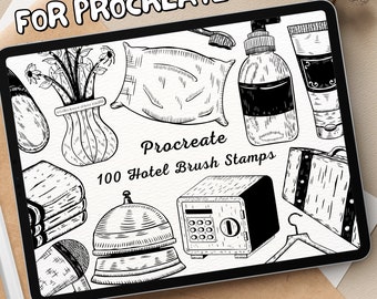 100 Hotel Brush Stamps | Procreate Hotel Brush Stamps | Hotel Procreate Stamps | Procreate Hotel Stamps | Procreate Hotel | Procreate Stamps