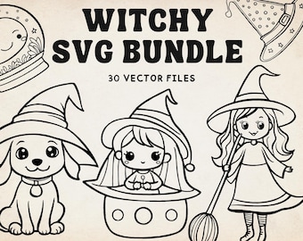 Witchy Svg Bundle, Witchy Svg, Witchy Vector Files, Silhouette Witchy Svg, Witchy Outline Svg, Witchy Line Art Svg, Witchy Svg Cricut