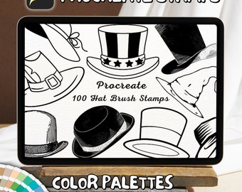 100 Hat Brush Stamps | Procreate Hat Brush Stamps | Hat Procreate Stamps | Procreate Hat Stamps | Procreate Hat | Procreate Stamps