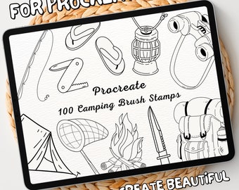 100 Camping Brush Stamps | Procreate Camping Brush Stamps | Camping Procreate Stamps | Procreate Camping Stamps | Procreate Camping