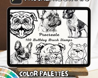 100 Bulldog Brush Stamps | Procreate Bulldog Brush Stamps | Bulldog Procreate Stamps | Procreate Bulldog Stamps | Procreate Bulldog