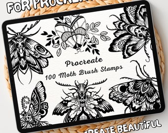 100 Moth Brush Stamps | Procreate Moth Brush Stamps | Moth Procreate Stamps | Procreate Moth Stamps | Procreate Moth | Procreate Stamps