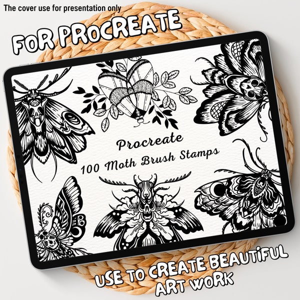 100 Moth Brush Stamps | Procreate Moth Brush Stamps | Moth Procreate Stamps | Procreate Moth Stamps | Procreate Moth | Procreate Stamps