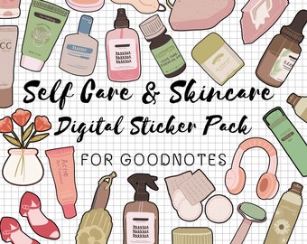 Self Care and Skincare Goodnotes Stickers | Self Care and Skincare Digital Stickers | Self Care and Skincare Planner Stickers