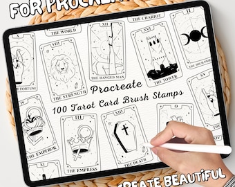 100 Tarot Card Brush Stamps | Procreate Tarot Card Brush Stamps | Tarot Card Procreate Stamps | Procreate Tarot Card Stamps