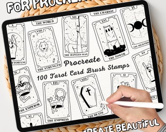 100 Tarot Card Brush Stamps | Procreate Tarot Card Brush Stamps | Tarot Card Procreate Stamps | Procreate Tarot Card Stamps