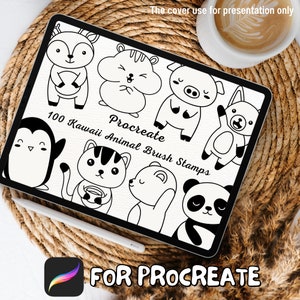100 Kawaii Animal Brush Stamps | Procreate Kawaii Animal Brush Stamps | Kawaii Animal Procreate Stamps | Procreate Kawaii Animal Stamps