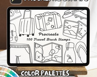 100 Travel Brush Stamps | Procreate Travel Brush Stamps | Travel Procreate Stamps | Procreate Travel Stamps | Procreate Travel