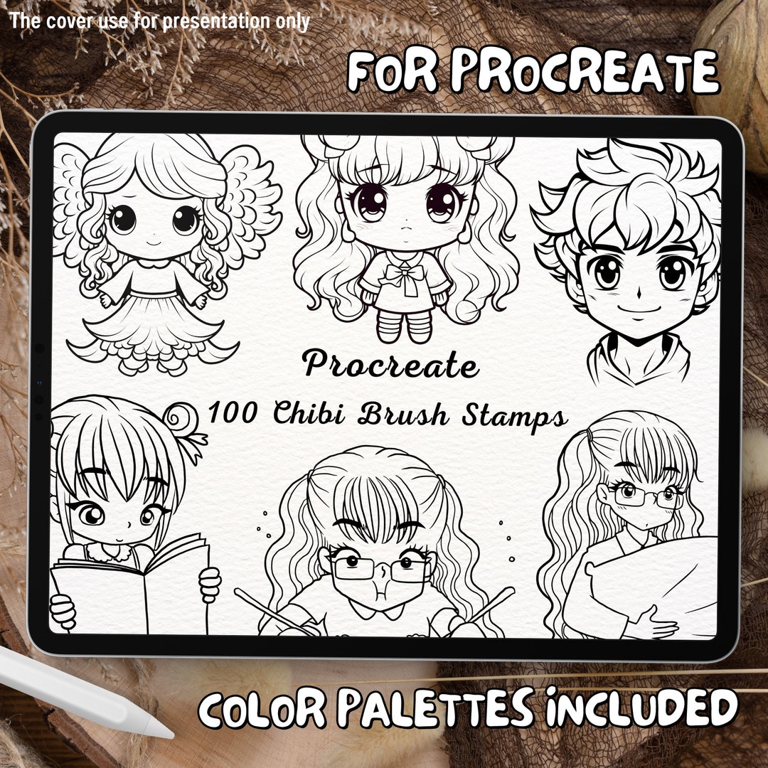 100 Chibi Brush Stamps | Procreate Chibi Brush Stamps | Chibi Procreate ...