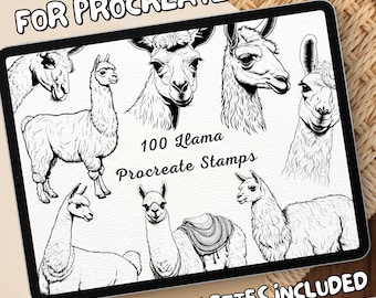 100 Llama Brush Stamps | Procreate Llama Brush Stamps | Llama Procreate Stamps | Procreate Llama Stamps | Procreate Llama | Procreate Stamps