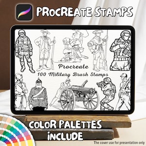 100 Military Brush Stamps | Procreate Military Brush Stamps | Military Procreate Stamps | Procreate Military Stamps | Procreate Military